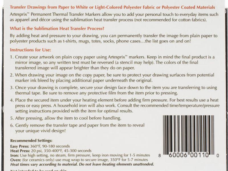 Artesprix Iron-On-Ink Sublimation Markers 10 pack